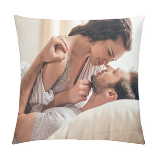 Personality  Young Couple Hugging At Home  Pillow Covers