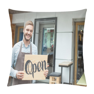 Personality  Handsome Young Barista Is Advertising His Cafeteria Pillow Covers