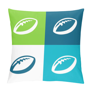 Personality  Ball Of Rugby Flat Four Color Minimal Icon Set Pillow Covers