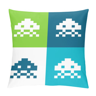 Personality  Alien Of Game Flat Four Color Minimal Icon Set Pillow Covers
