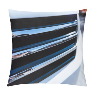 Personality  Close Up Of White New Car Bumper On Street Pillow Covers