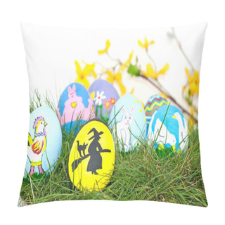 Personality  An Assortment Of Hand Painted Decorative Easter Eggs Pillow Covers