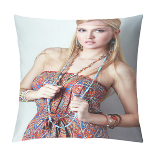 Personality  Young Hippie Caucasian Girl Pillow Covers
