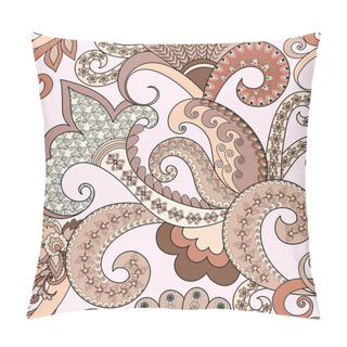 Personality  Seamless Pattern With Paisley, Decorative Swirls In Pastel Shade Pillow Covers
