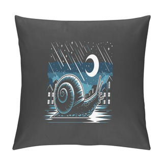 Personality  Snail Vector Illustration Night Moon Flat Design Pillow Covers