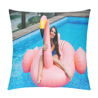 Personality  Woman In Flamingo Air Mattress Pillow Covers