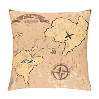 Personality  Old Or Vintage Map With Islands And Ship Pillow Covers