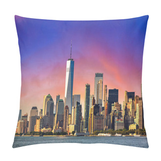 Personality  Panoramic View Of Manhattan Cityscape In New York City At Sunset, NY, USA Pillow Covers