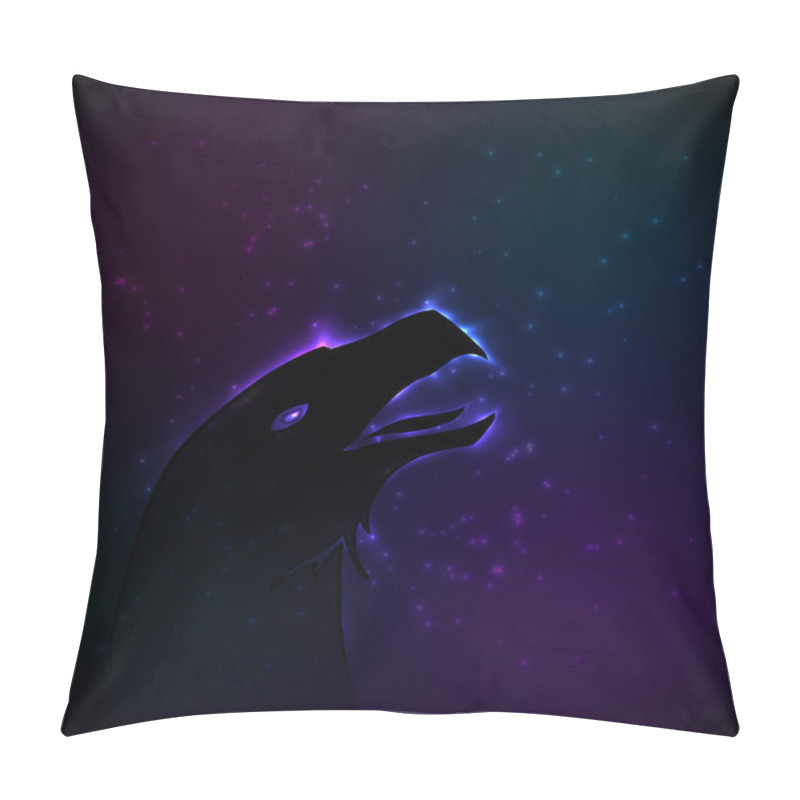 Personality  Silhouette Of Eagle At Night. Vector Illustration. Pillow Covers