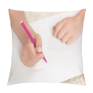 Personality  Kid Drawing With Felt Pen On Paper Pillow Covers