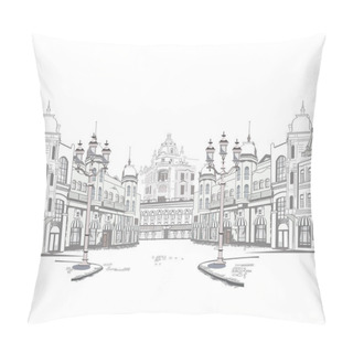Personality  Series Of Sketches Of Beautiful Old City Views Pillow Covers