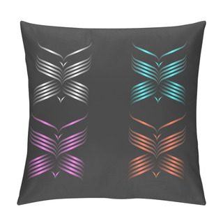 Personality  Butterflies Logo Monogram Set, Fashion Linear Art Design From Thin Curved Gradient Lines, Boutique Feminine Emblem Pillow Covers