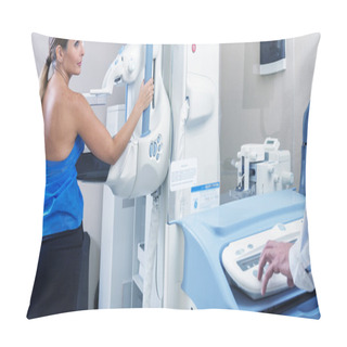 Personality  Woman In Hospital For Mammography Scan Pillow Covers