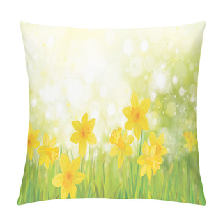 Personality  Daffodil Flowers Background Pillow Covers