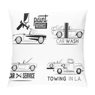 Personality  Set Of Classic Car Service Labels. Pillow Covers