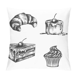 Personality  Image Of Pastries And Croissants On A White Background Pillow Covers