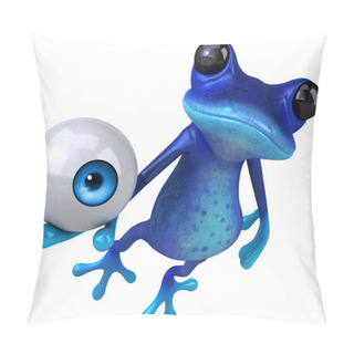 Personality  Fun Blue Frog With Eye  - 3D Illustration Pillow Covers