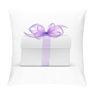 Personality  Vector White Square Gift Box With Purple Ribbon Pillow Covers