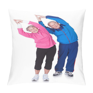 Personality  Portrait Of A Senior Couple Exercising Pillow Covers