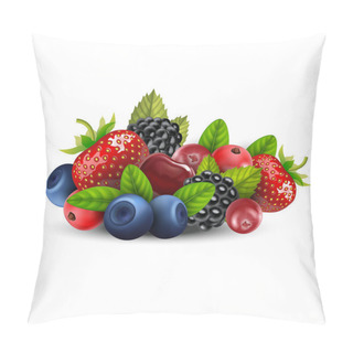 Personality  Realistic Detailed 3d Different Types Raw Berries Set. Vector Pillow Covers