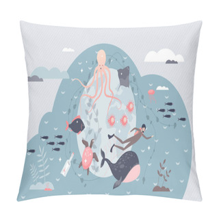 Personality  World Ocean Day And Water Purity Or Ecology Protection Tiny Person Concept Pillow Covers