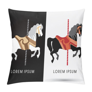 Personality  Black And White Carousel Horse  Pillow Covers
