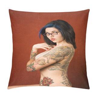 Personality  Woman With Tattoos Pillow Covers