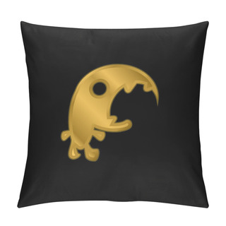 Personality  Big Mouth Monster Gold Plated Metalic Icon Or Logo Vector Pillow Covers