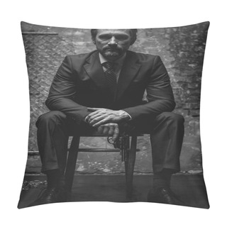 Personality  Dangerous Criminal Leader Posing With His Favorite Weapon Pillow Covers