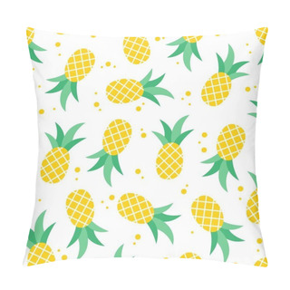 Personality  Seamless Fresh Yellow Pineapple Pattern Design, Abstract Flat Pineapple Pattern Template Vector Pillow Covers