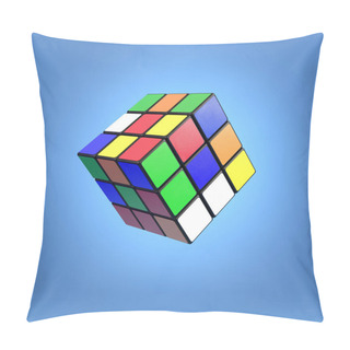 Personality  Famous Rubik S Cube On Blue Background Pillow Covers