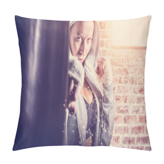 Personality  Female Fighter In Hood With Fight Pillow Covers