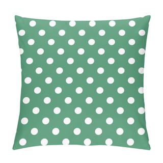 Personality  Retro Seamless Vector Texture Or Pattern With White Polka Dots On Bottle Green Background Pillow Covers