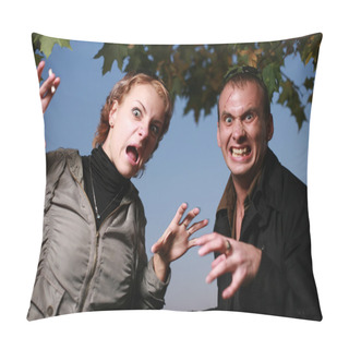 Personality  Scary Looking Couple Portrait. Pillow Covers
