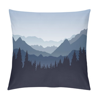 Personality  Blue Foggy Mountain And Forest Nature Landscape Pillow Covers