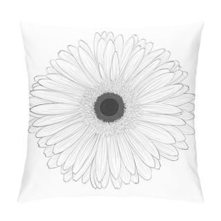 Personality  Beautiful Monochrome, Black And White Gerbera Flower Isolated. Pillow Covers