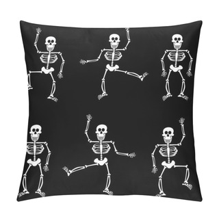Personality  Halloween Skeletons Dancing On Black Bac Pillow Covers