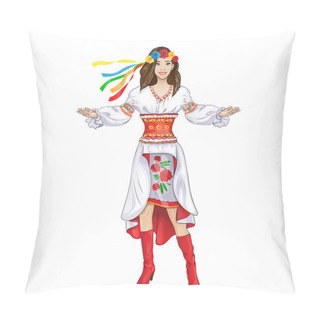 Personality  Girl In Ukrainian National Costume Pillow Covers