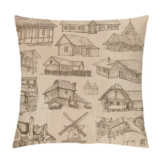 Personality  Architecture And Places Around The World - Freehand Drawings Pillow Covers