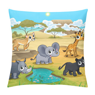 Personality  Set Of Funny Wild Animals In The Nature Pillow Covers