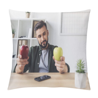Personality  Businessman Holding Apples  Pillow Covers