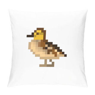 Personality  Pixel Art Duckling. Baby Duck Standing On The Ground. Pillow Covers