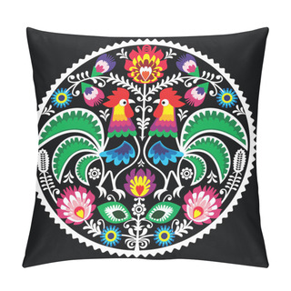 Personality  Polish Floral Embroidery With Roosters - Traditional Folk Pattern Pillow Covers