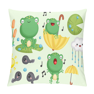 Personality  A Vector Collection Of Cute Frogs And Tadpoles Pillow Covers