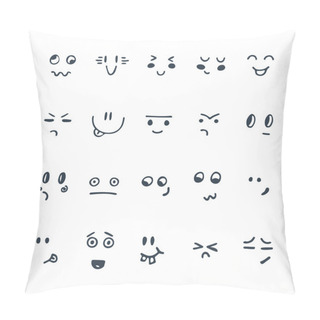 Personality  Sketched Facial Expressions Set. Set Of Hand Drawn Funny Cartoon Pillow Covers
