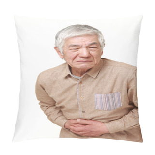 Personality  Senior Japanese Man Suffers From Stomachache Pillow Covers