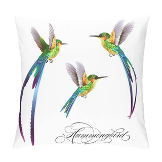 Personality  Hummingbirds Set. Tropical Seamless Pattern With Birds Pillow Covers