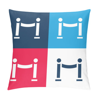 Personality  Barrier Blue And Red Four Color Minimal Icon Set Pillow Covers