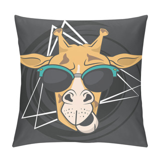Personality  Funny Giraffe With Sunglasses Cool Style Pillow Covers