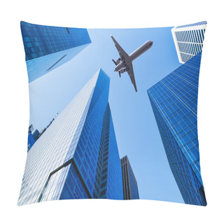 Personality  Airplane Over Skyscrapers Pillow Covers